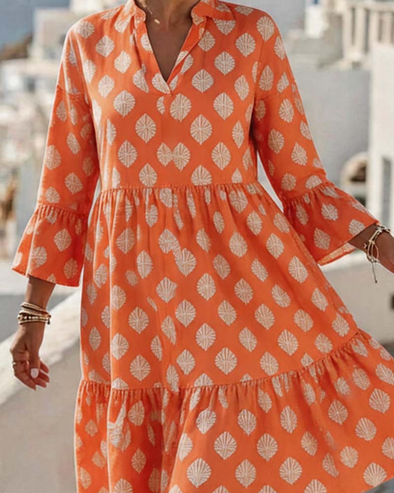 V-Neck Printed Dress