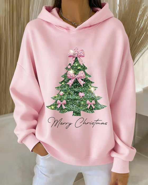 Hooded Casual Christmas Print Sweatshirt