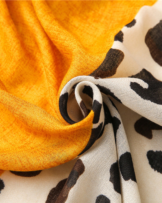 Women's Leopard Patchwork Print Fringe Shawl Scarf