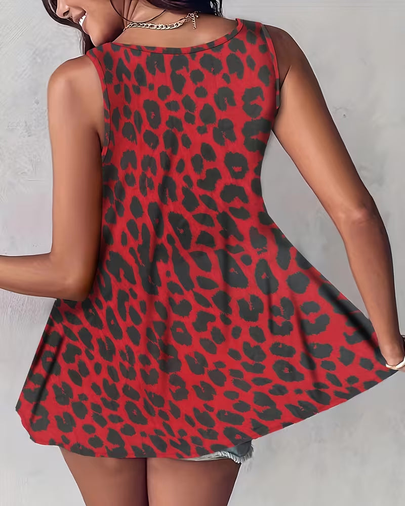V-Neck Leopard Print Cami Top
