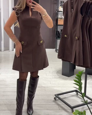 V-Neck Elegant Sleeveless Dress