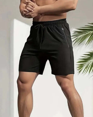 Drawstring Zipper Elastic Waist Shorts