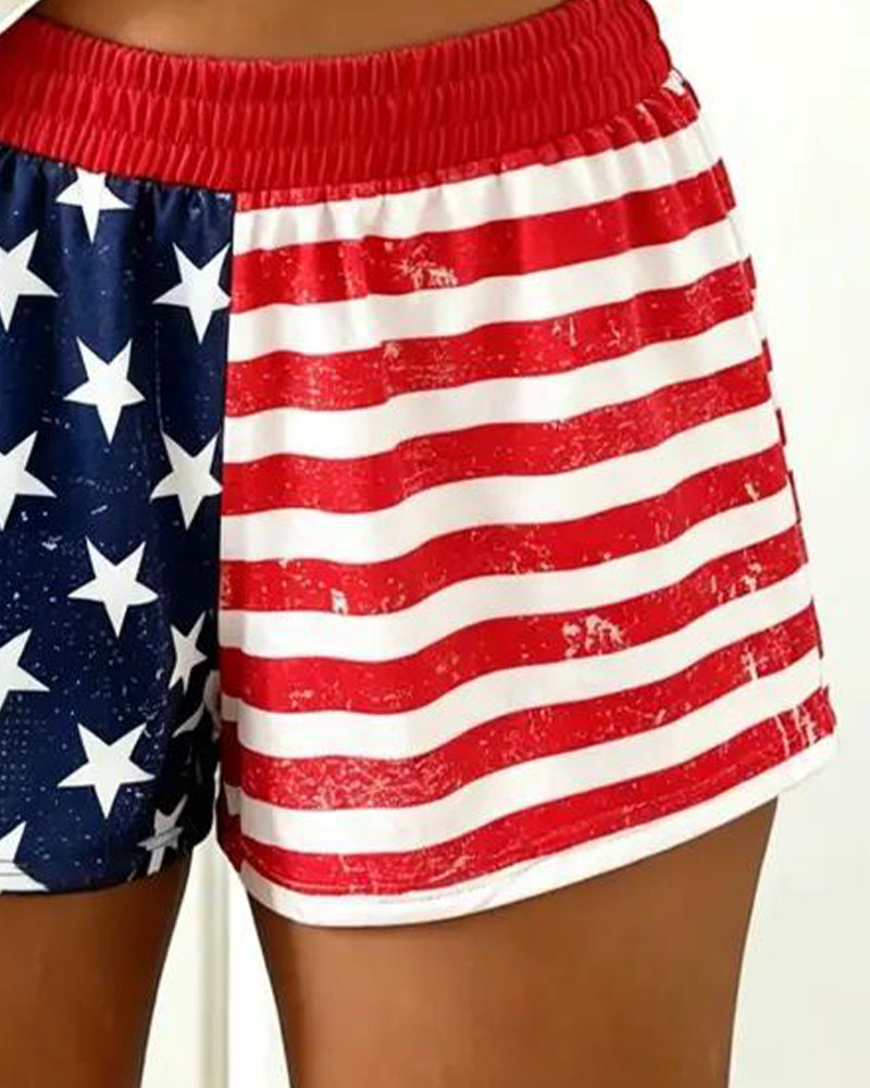 Flag Print Sport Pants