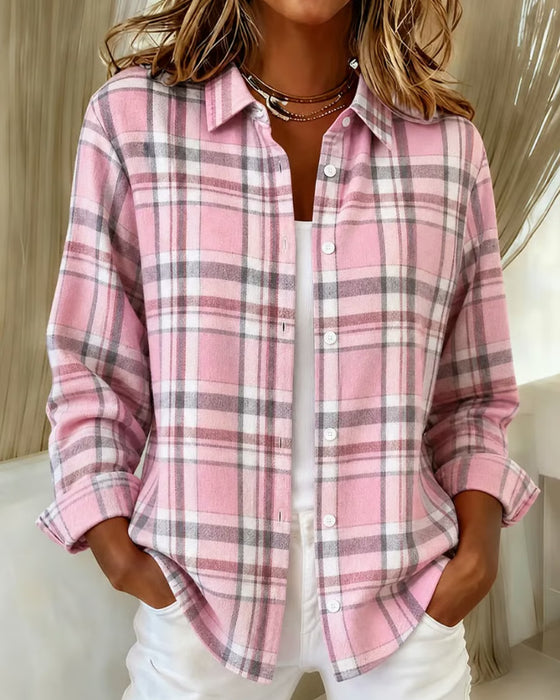 Plaid Long Sleeve Button Down Shirt