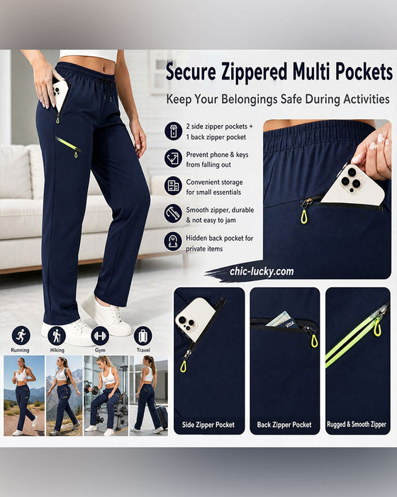 Zip Pocket Straight-Leg Pants