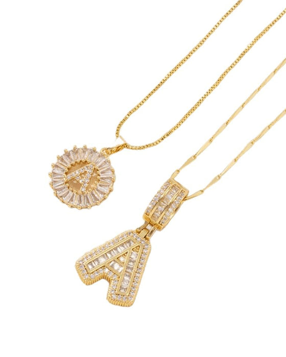Initial Letter Pendant Necklaces -2 Pack