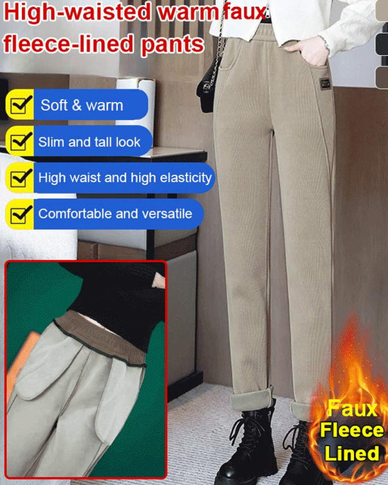 Warm High-Waisted Trousers With A Wool Lining