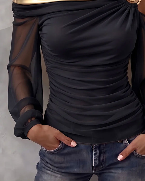 Symmetrical Asymmetric Off-Shoulder Slim Top