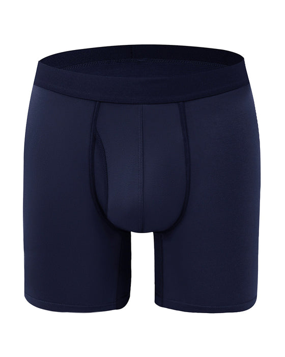 Men's Solid Color Bamboo Fiber Stretchy  Boxer Brief, Breathable Comfy Underwear for Daily Wear, Casual Men's Underwear for All Seasons