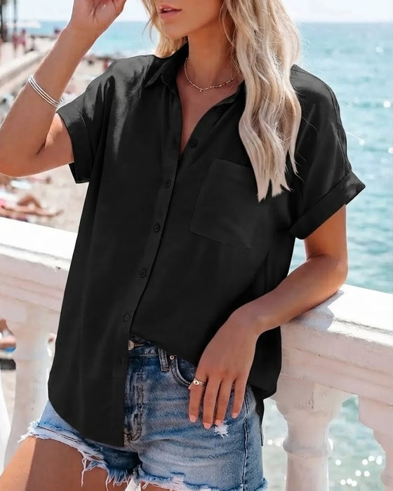 Collared Casual Short-Sleeve Shirt