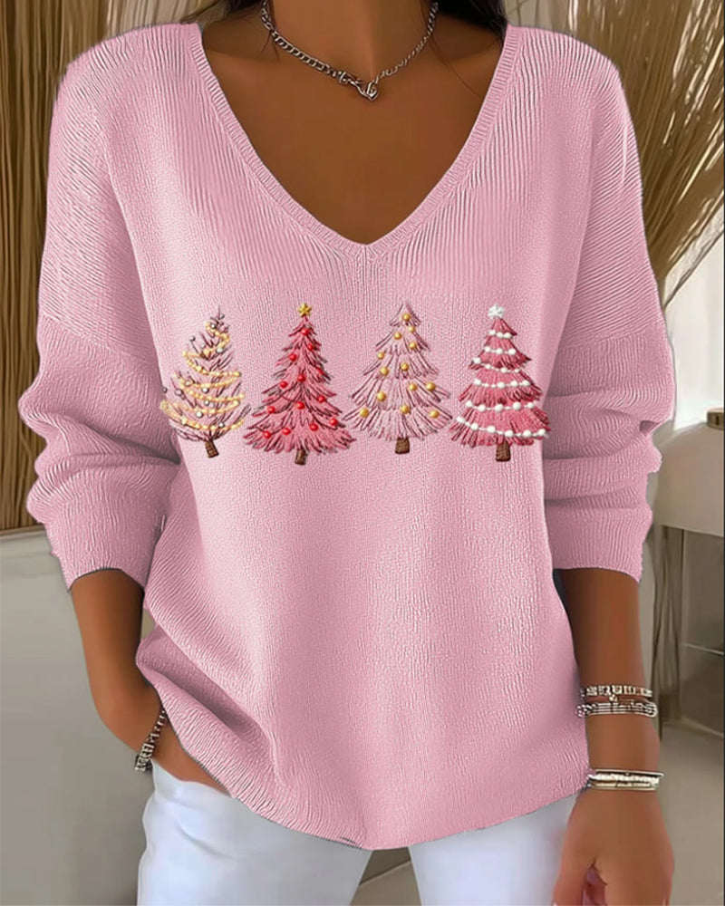 V-Neck Pullover Long-Sleeved Jumper