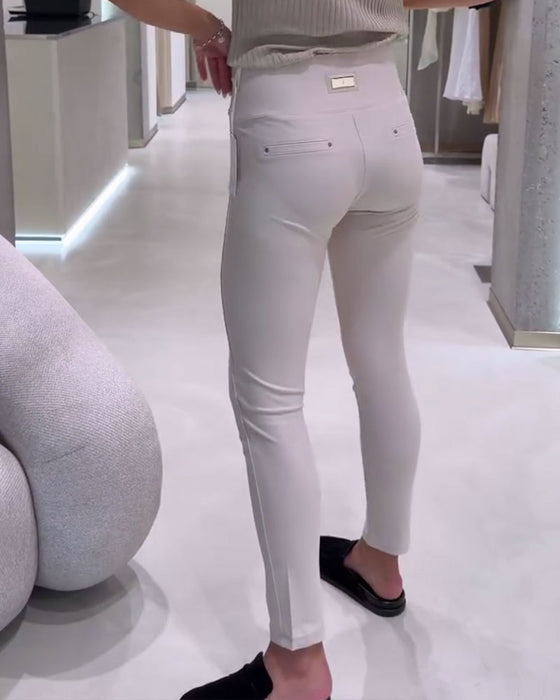 High-Waisted Side-Breasted Stretch Pants