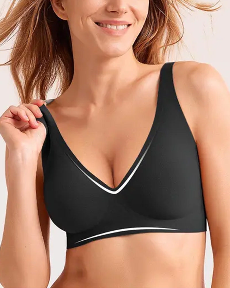 Seamless Wireless Wide Strap Polka Dot Lingerie