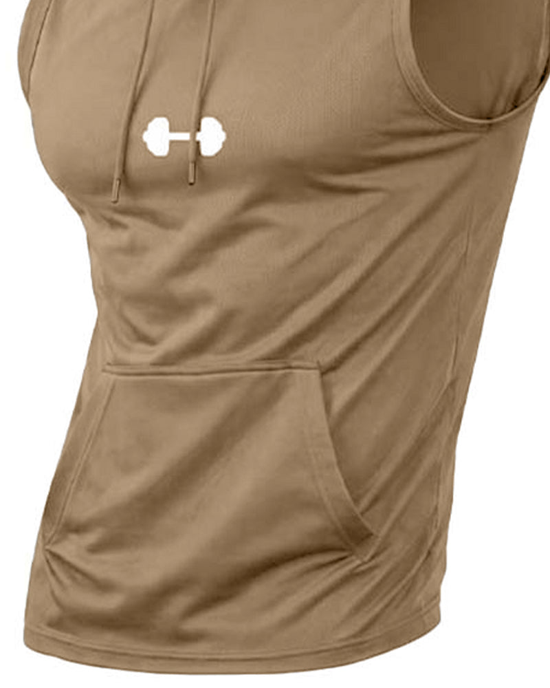 Hooded Sweatshirt Sleeveless Drawstring Tank Top