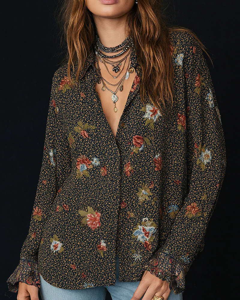 Vintage Bohemian Print Shirt