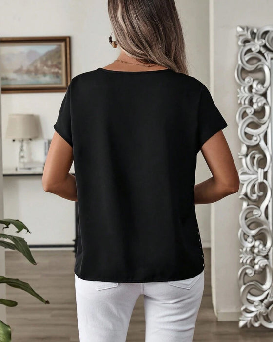 Round Neck Polka Dot Print T-Shirt