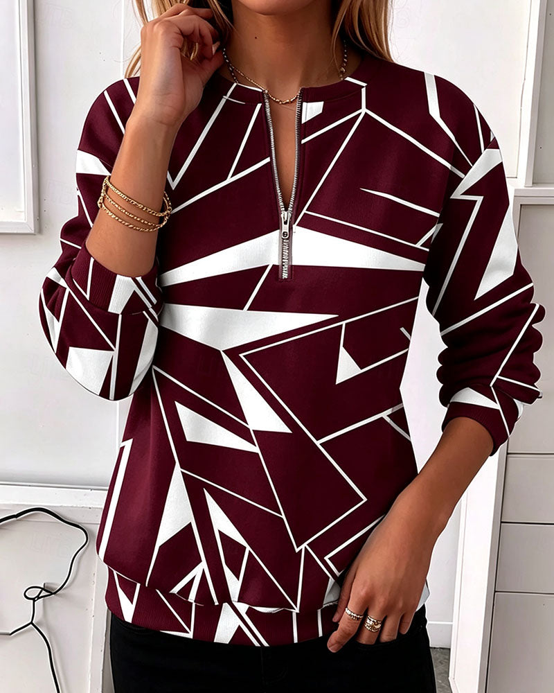Casual Zip Long Sleeve Sweatshirt