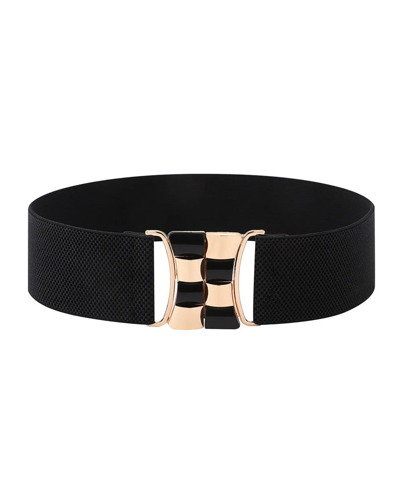 Vintage Golden Buckle High Elastic Leather Belt For Women
