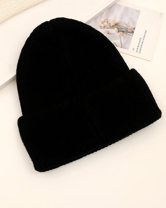 Unisex Solid Color Goggle Lens Design Beanie Hat