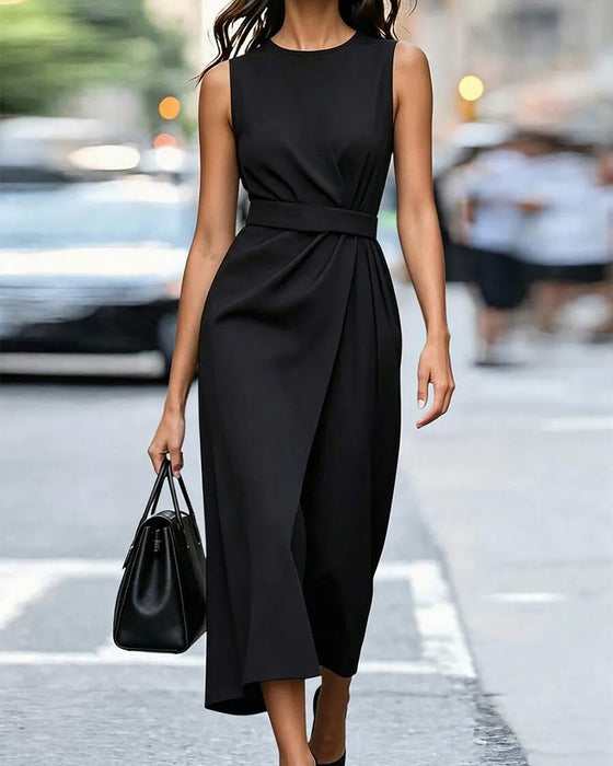 Sleeveless Elegant Waist-Cinching Dress
