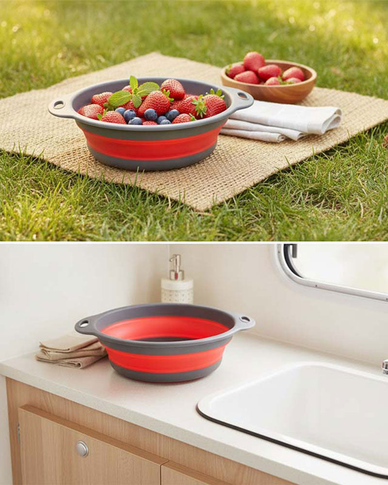 Collapsible Kitchen Strainer Colander Set with Drainage Base Tray