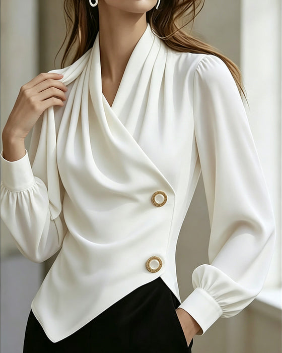 Draped Fashion V-Neck Blouse