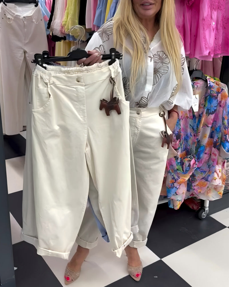 Fashion Elastic Waist Casual Pants