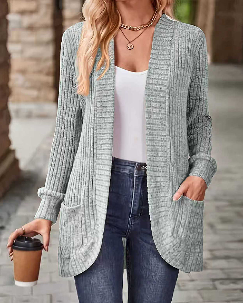 Brushed Casual Long-Sleeve Coat
