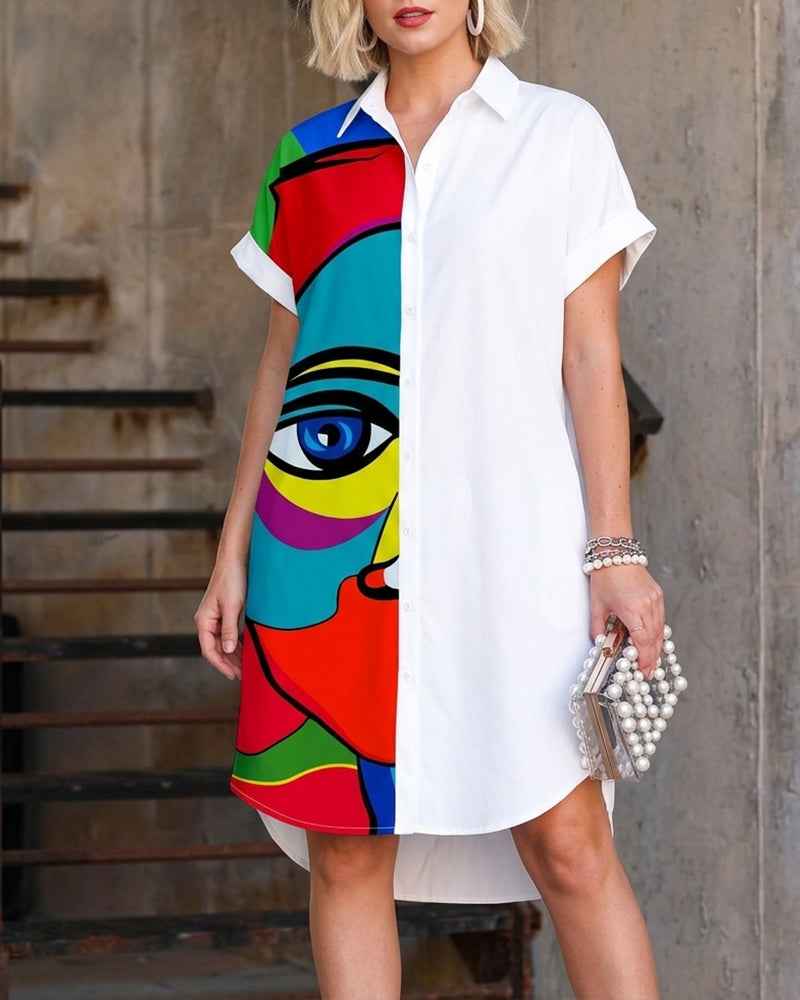 Printed Short-Sleeve Dress
