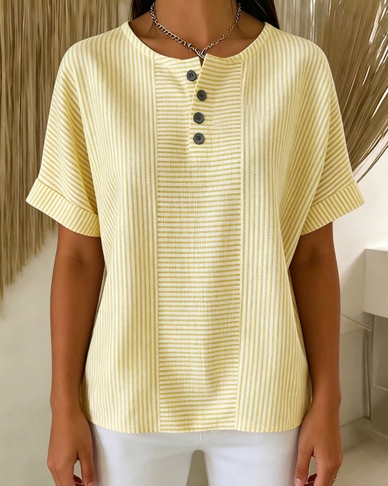 Round Neck Short Sleeve Blouse