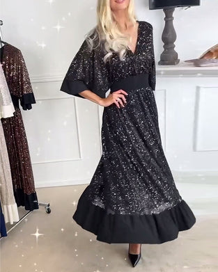 V-neck half-sleeve elegant dress