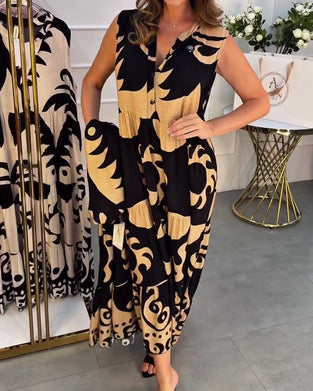 Casual V-Neck Printed Dress