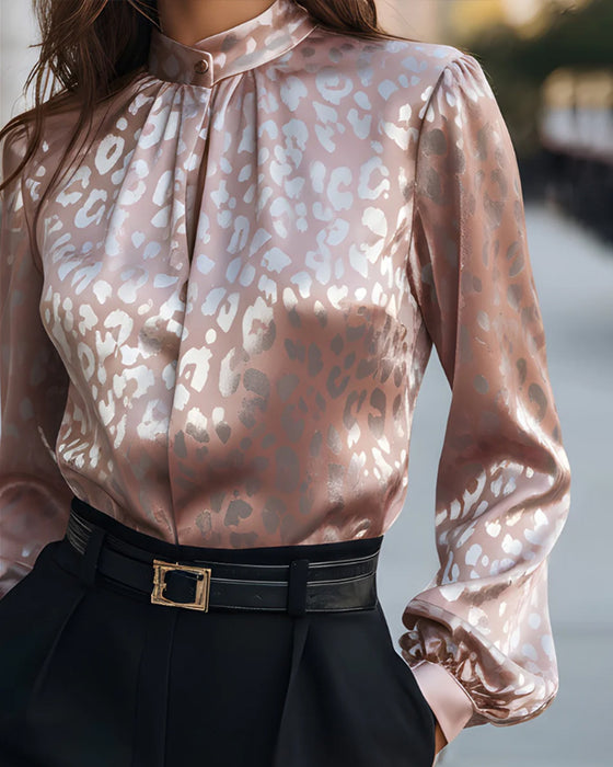 Elegant Long-Sleeved Fashion Printed Blouse