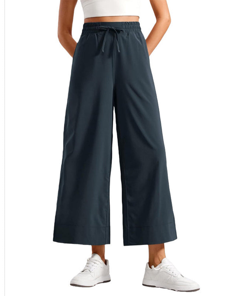 High-Waist Wide-Leg with Side Slit Pants