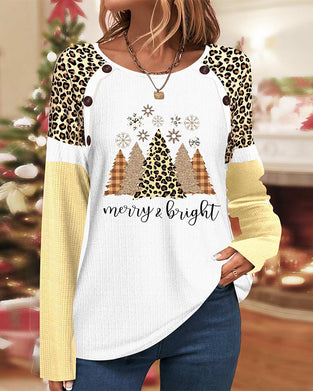 Christmas tree print leopard top