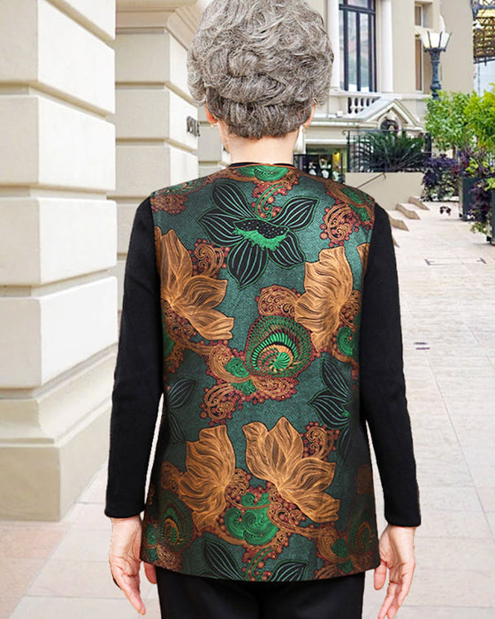 Retro-Chic Oriental Floral Embroidery Vest