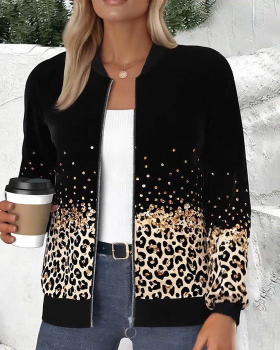 Positioning Leopard Print Coat