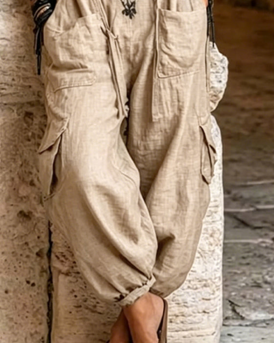 Casual Pocket Printed Jumpsuits