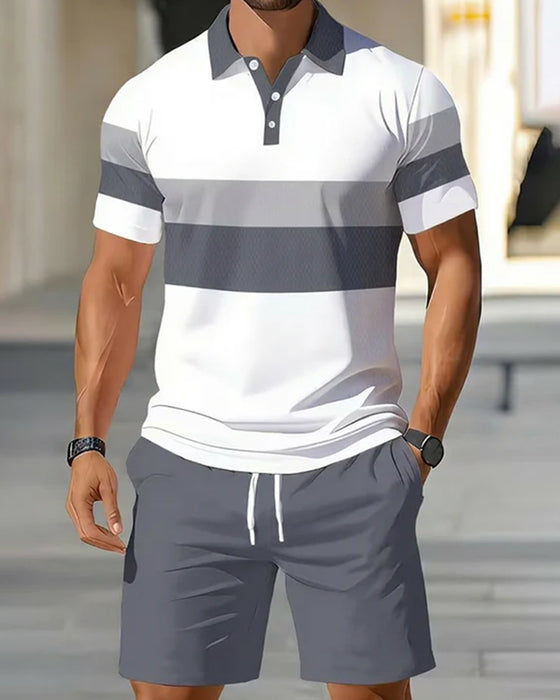 Striped Polo Men's Shorts Set