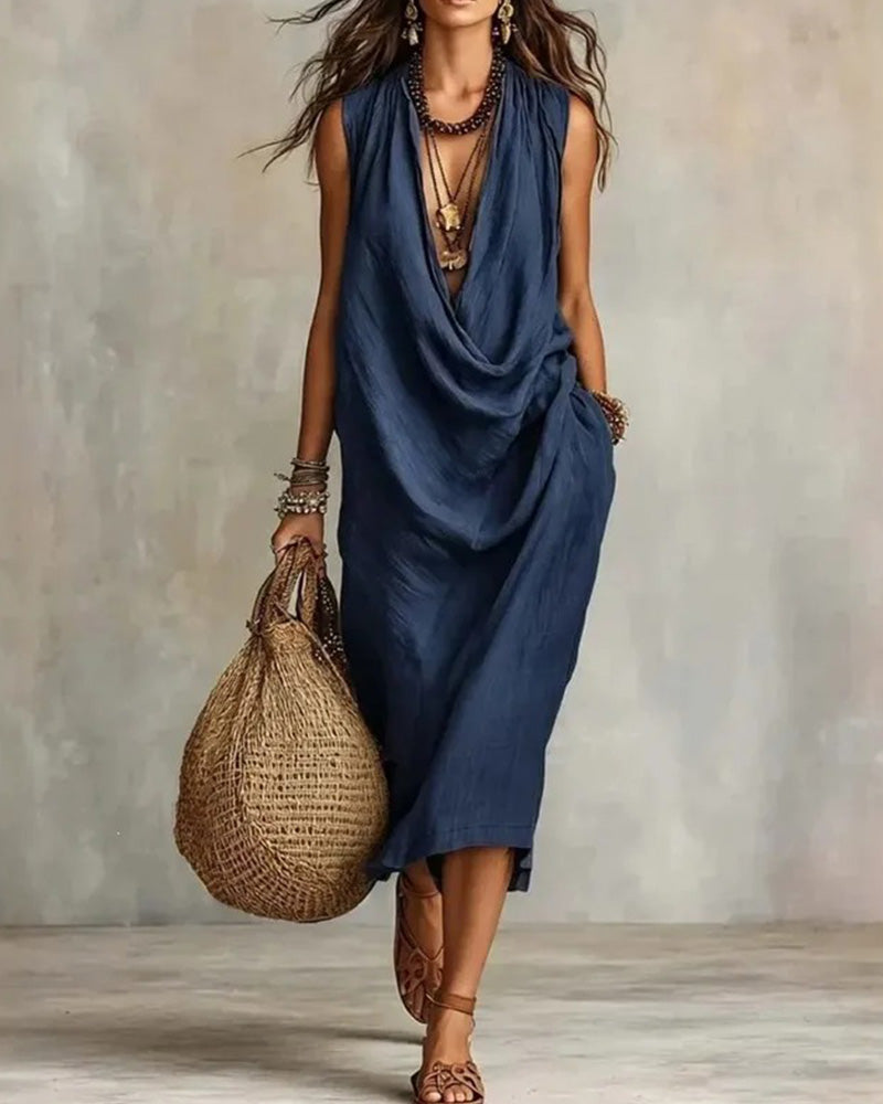 Sleeveless V-Neck Fashion Dress