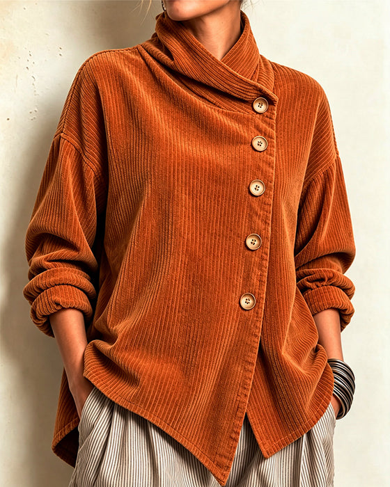 Turtleneck Button Loose Coat