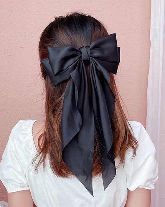 🔥Large Bow Hair Clip for Women – Wedding & Everyday Ponytail Accessory with Long Tail