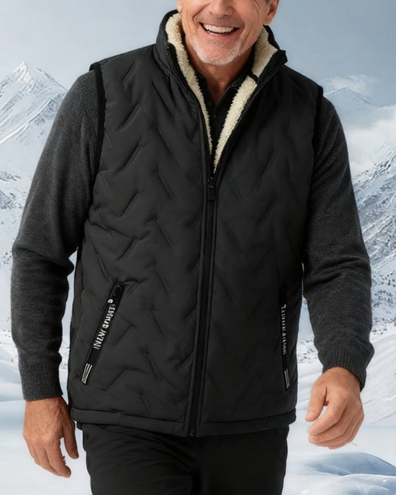 Unisex Winter Warm Casual Sleeveless Quilted Vest With Fleece Lining