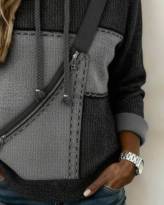 Stylish Color-Blocked Hoodie