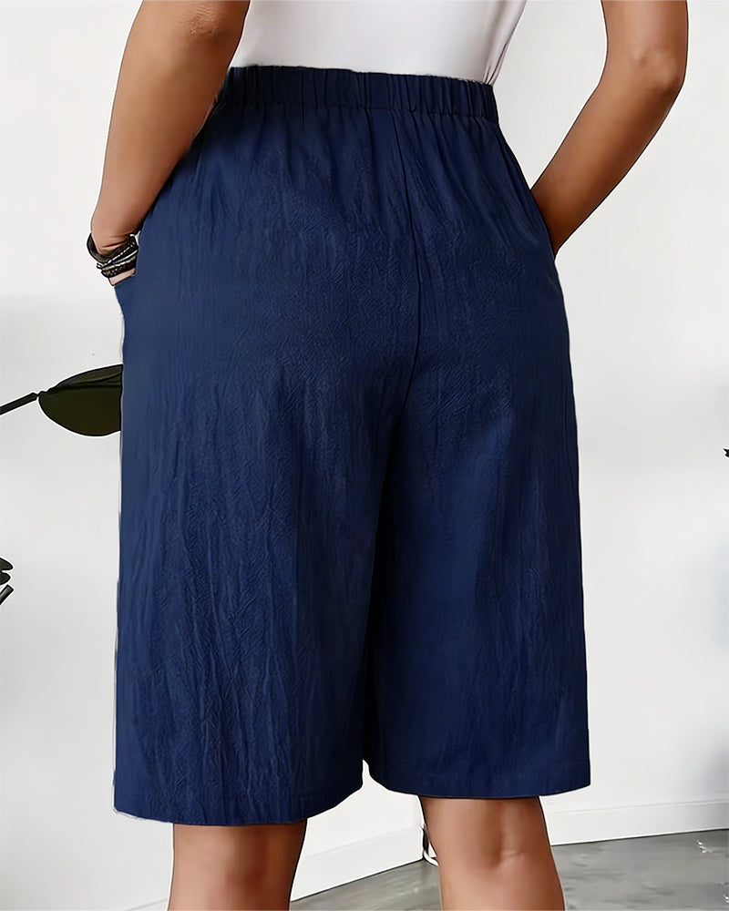 Casual Solid Color Pocket Design Shorts