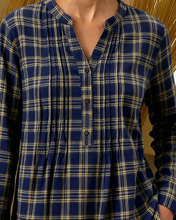 Long-Sleeved Loose Plaid Shirt