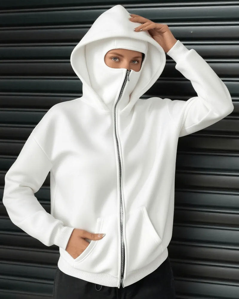 Hooded Casual Zip-Up Sweatshirt Coat
