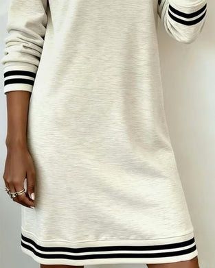 Hooded Striped Color-Block Casual Dress