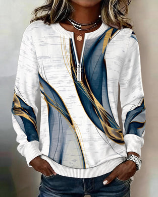 Zipper Pullover Contrast Loose Hoodie