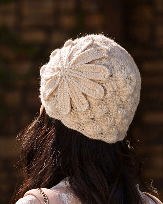 Handmade Crochet Floral Knit Beanie